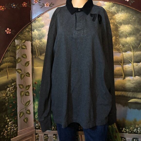 Old Navy Dk Gray Pullover Collared Shirt- XL - Picture 2 of 8